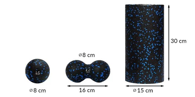 Masážna súprava - roller, duoball, loptička - Zelenočierna