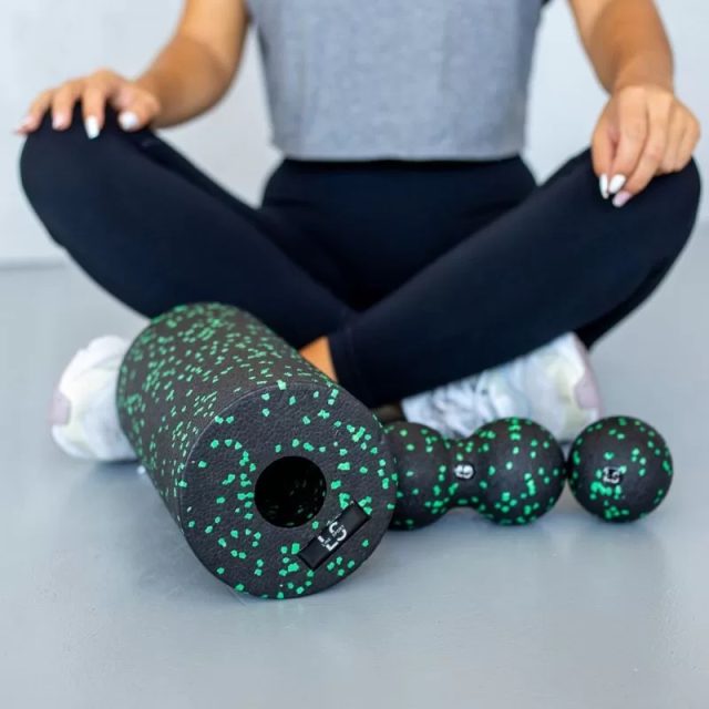 Masážna súprava - roller, duoball, loptička - Zelenočierna