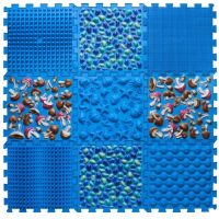 Masážna ortopedická podložka Puzzle "Mix" 9 prvkov - modrá