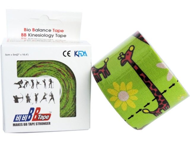 BB TAPE pre citlivú pokožku s detským dizajnom 5cm x 5m - rôzne farby - Limetková žirafa